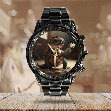 Discover Mini dino cute music guitar acoustic concert Calendar Steel Band Watch
