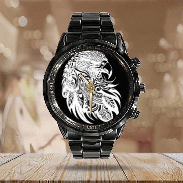 Discover Tattoo Eagle Tribal Style Calendar Steel Band Watch