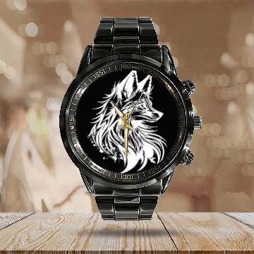 Discover Little Cunning Fox Portrait Tattoo Ink Calendar Steel Band Watch