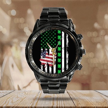 Discover American Flag Shamrock St Patricks Day Calendar Steel Band Watch