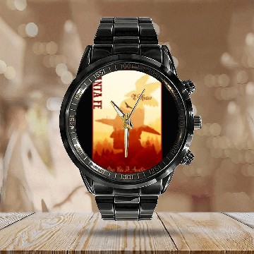 Discover Santa Fe New Mexico wild west town Calendar Steel Band Watch