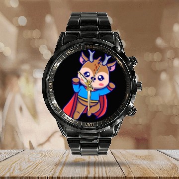 Discover Cute super deer cartoon icon illustration gifts Calendar Steel Band Watch