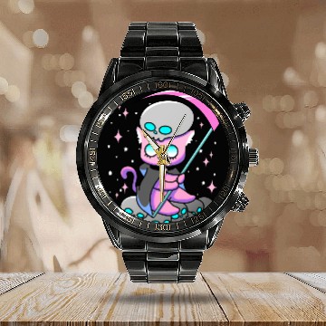 Discover Kawaii Pastel Goth Anime Tarot Card Death Cute Wit Calendar Steel Band Watch