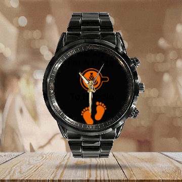Discover Daddy I'm A Latte To Handle Funny Baby, Coffee Calendar Steel Band Watch