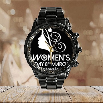 Discover International Women's Day 8 March IWD Embrace Calendar Steel Band Watch