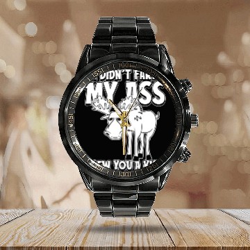 Discover Moose Elk Funny Calendar Steel Band Watch