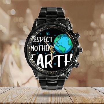Discover Respect Mother Earth Nature Environment Awareness Calendar Steel Band Watch