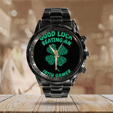 Discover St. Patrick's Day Gaming Shamrock Gamer Video Calendar Steel Band Watch