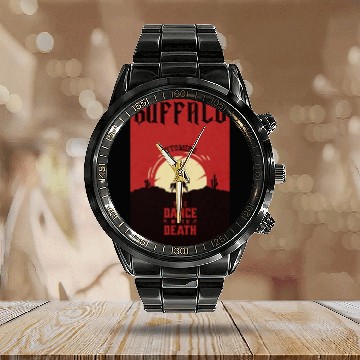Discover Buffalo Wyoming wild west town Calendar Steel Band Watch
