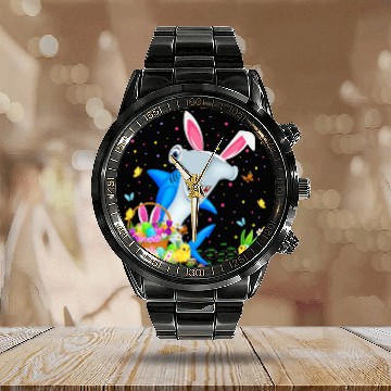 Discover Shark Fish Easter Egg Hunting Hammerhead Shark Eas Calendar Steel Band Watch