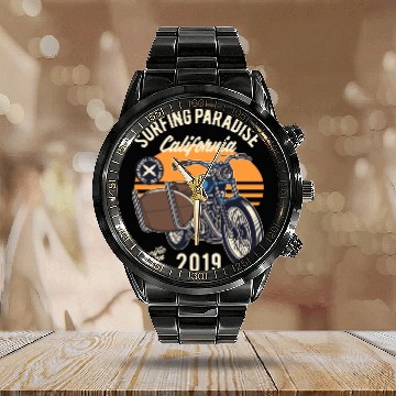 Discover Motorcycle Bike Calendar Steel Band Watch