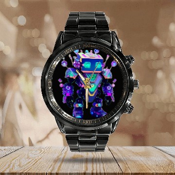 Discover Gemstone Guardian Robot Made of Sparkling Crystals Calendar Steel Band Watch