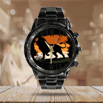 Discover Born to be wild Lion Animal Design Calendar Steel Band Watch