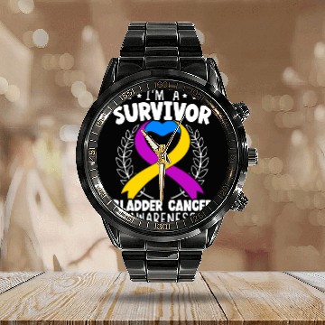 Discover Bladder Cancer Survivor Bladder Cancer Awareness Calendar Steel Band Watch