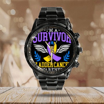 Discover Bladder Cancer Survivor Bladder Cancer Awareness Calendar Steel Band Watch