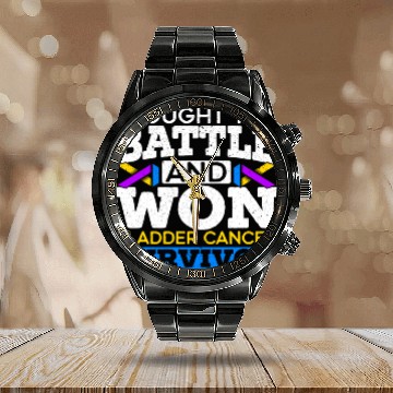 Discover Fought The Battle And Won Bladder Cancer Survivor Calendar Steel Band Watch