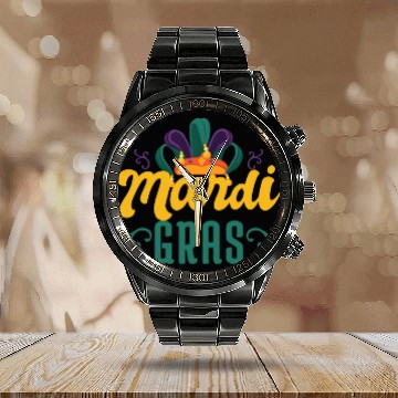 Discover Mardi Gras Retro Vintage Mardi Gras Calendar Steel Band Watch