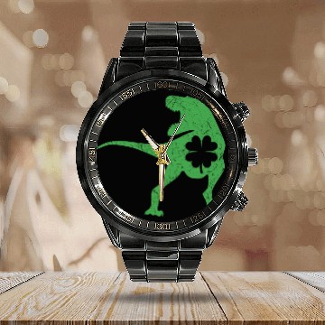Discover Tyrannosaurus T Rex Dinosaur St Patricks Day Irish Calendar Steel Band Watch