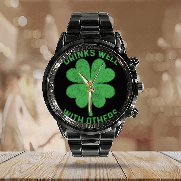 Discover Drinks Well With Others Irish St Patricks Day Beer Calendar Steel Band Watch