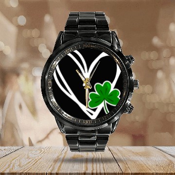 Discover Heart St Patricks Day Shamrock Irish Toddler Baby Calendar Steel Band Watch