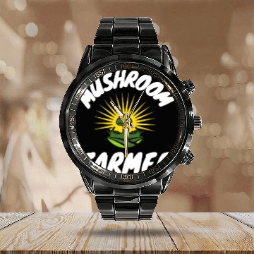 Discover Mushroom Cultivation Farmer Calendar Steel Band Watch