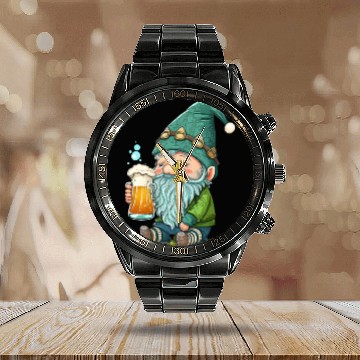 Discover Gnome Drinks Beer Happy St Patricks Day Calendar Steel Band Watch