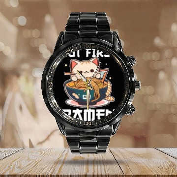Discover But First Ramen Cat Japanese Tokyo Ramen Noodles Calendar Steel Band Watch