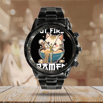 Discover But First Ramen Cat Japanese Tokyo Ramen Noodles Calendar Steel Band Watch
