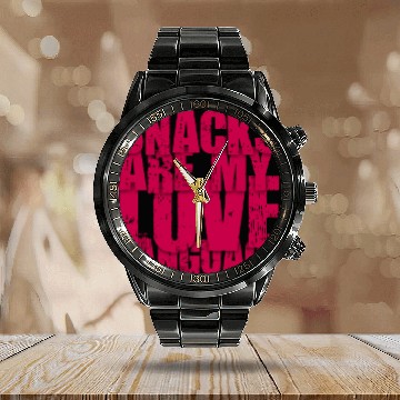 Discover Snacks Are My Love Language Calendar Steel Band Watch