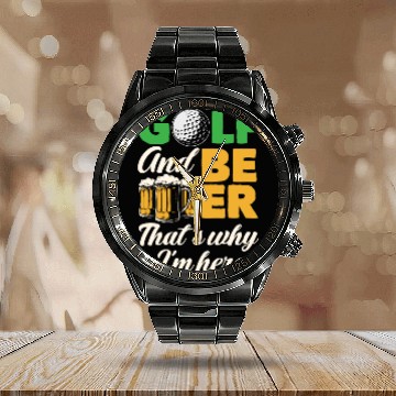 Discover Golf Beer Calendar Steel Band Watch
