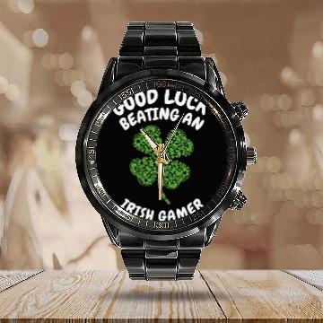 Discover St. Patrick's Day Gaming Shamrock Gamer Video Calendar Steel Band Watch