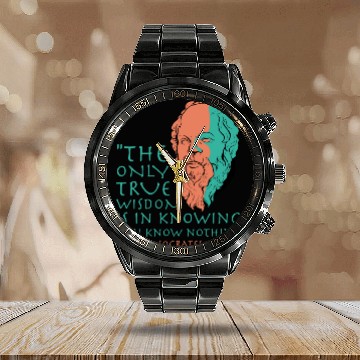 Discover Socrates Stoic Philosophy Quote Calendar Steel Band Watch