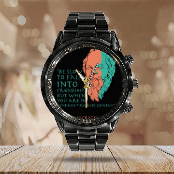 Discover Socrates Stoic Philosophy Quote Calendar Steel Band Watch