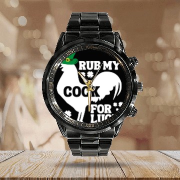 Discover Rub My Cock for Good Luck, Funny St Patrick's Day Calendar Steel Band Watch