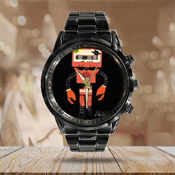 Discover Orange Tape Robot Calendar Steel Band Watch