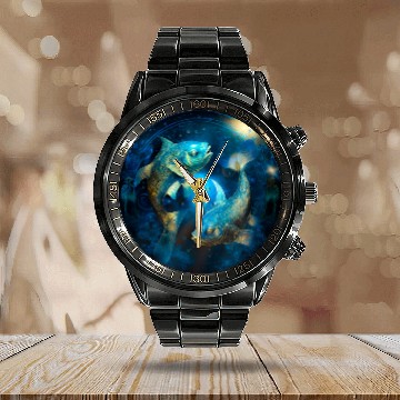 Discover Pisces zodiac sign Calendar Steel Band Watch