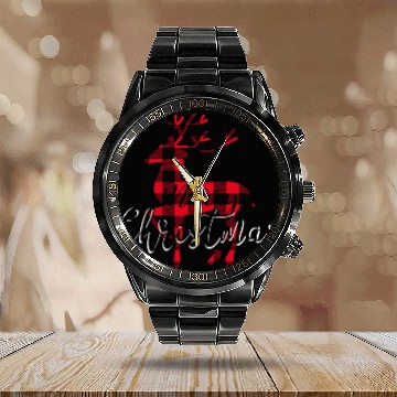 Discover Merry Christmas Buffalo Plaid Deer Design I Would Calendar Steel Band Watch