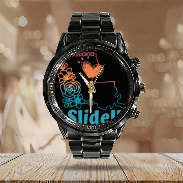 Discover I love my home town Slidell Louisiana Calendar Steel Band Watch