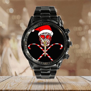 Discover Sugar Skull And Candy Canes Calendar Steel Band Watch