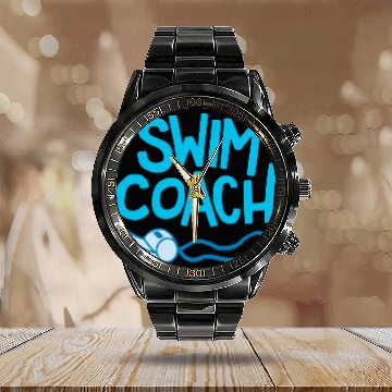 Discover Swim Coach Swimming Calendar Steel Band Watch