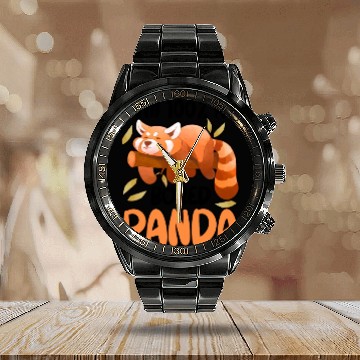 Discover Red Panda Bored Cute Animal Lazy Animal Lover Calendar Steel Band Watch