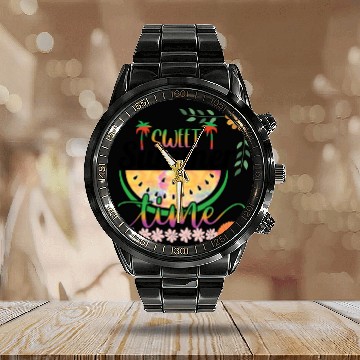 Discover Cute summer design printed Sweet summer time Calendar Steel Band Watch