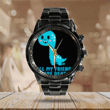 Discover Dinosaur all My Friends Are Dead Calendar Steel Band Watch