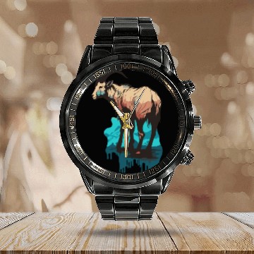 Discover a mountain goat lives in the mountains Calendar Steel Band Watch