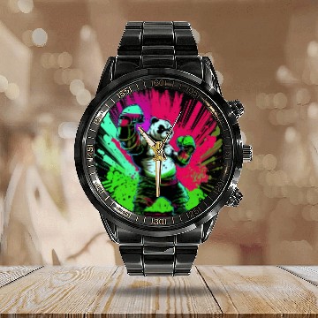 Discover Cool Colorful Panda Boxer MMA Martial Arts Calendar Steel Band Watch