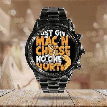 Discover Mac N' Cheese Taster Pasta Food Macaroni Calendar Steel Band Watch