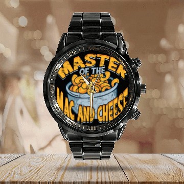 Discover Mac N' Cheese Taster Pasta Food Macaroni Calendar Steel Band Watch