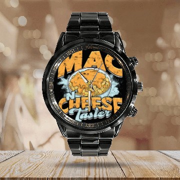 Discover Mac N' Cheese Taster Pasta Food Macaroni Calendar Steel Band Watch