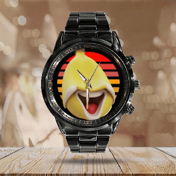 Discover Funny banana at sunset Calendar Steel Band Watch