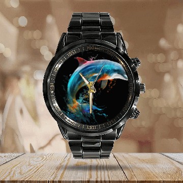Discover Dolphin Calendar Steel Band Watch